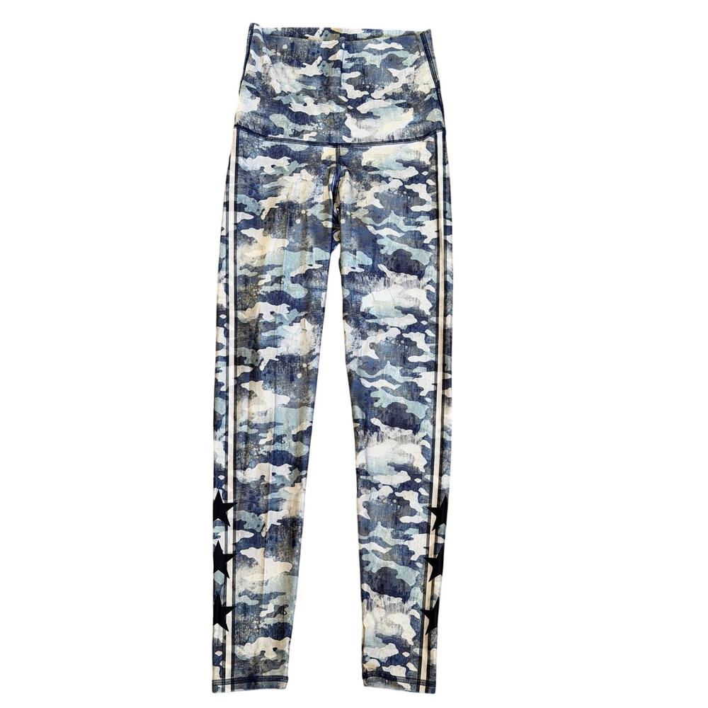 Emily Hsu Camo & Striped Leggings Size Medium